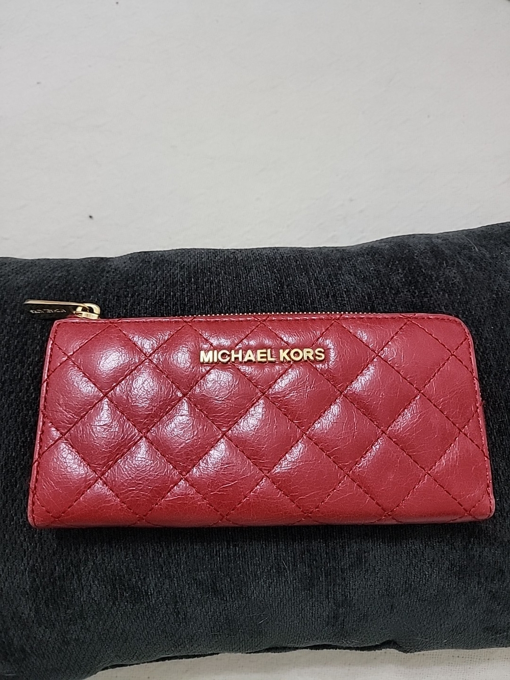 Michael Kors Quilted Red Zip Wallet